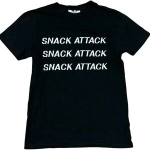 Ganni Black T-Shirt with White Snack Attack Print